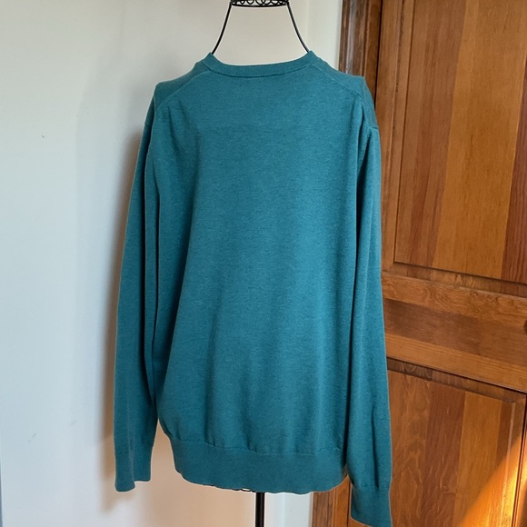 Brooks brothers Supima® Cotton V-Neck Sweater, Teal,Large - Picture 3 of 4